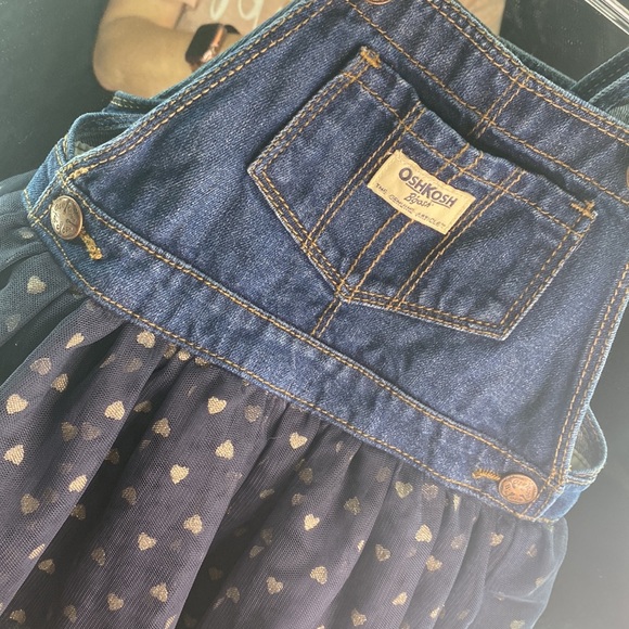 OskKosh B'gosh 2T Denim Jumper with Navy & Gold tulle skirt! 💙💙 - Picture 6 of 12